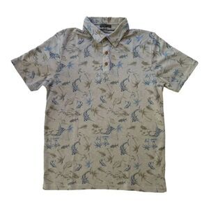 Visitor Premium Fish Print Polo Gray Medium
